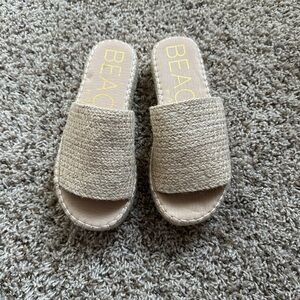 Beach by Matisse Del Mar Jute Platform Sandals Natural Tan Size 7 NWOT